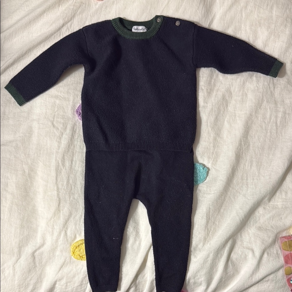 Splendid Baby Navy and Green sweater and pants 3-6months